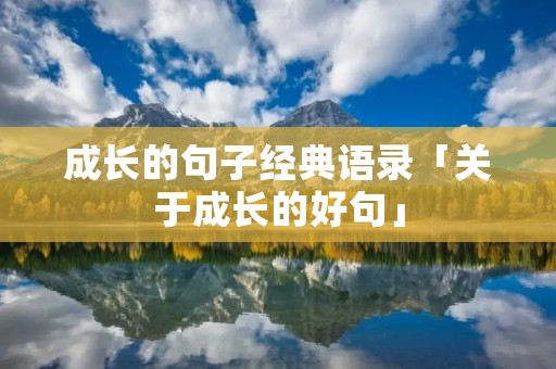 成长的句子经典语录「关于成长的好句」