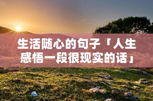 生活随心的句子「人生感悟一段很现实的话」