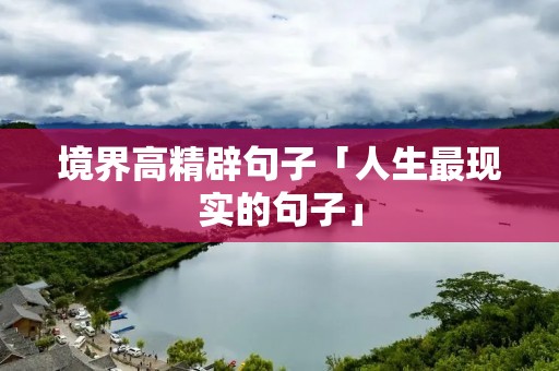 境界高精辟句子「人生最现实的句子」