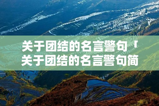 关于团结的名言警句「关于团结的名言警句简短五句」