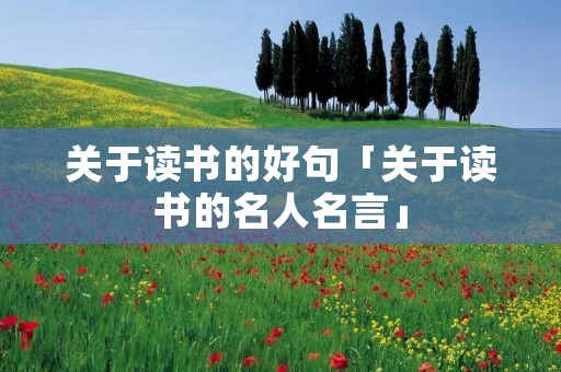 关于读书的好句「关于读书的名人名言」