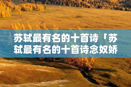 苏轼最有名的十首诗「苏轼最有名的十首诗念奴娇」