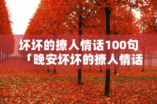 坏坏的撩人情话100句「晚安坏坏的撩人情话100句」