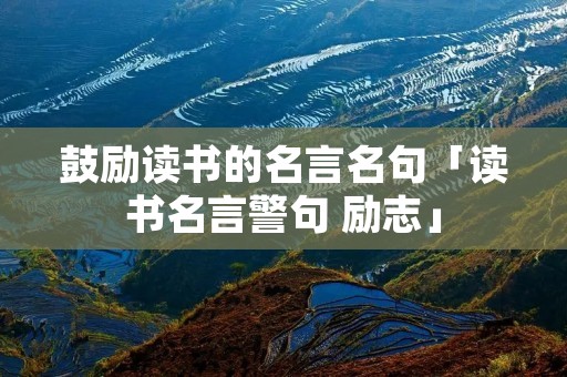 鼓励读书的名言名句「读书名言警句 励志」