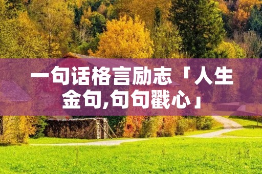 一句话格言励志「人生金句,句句戳心」