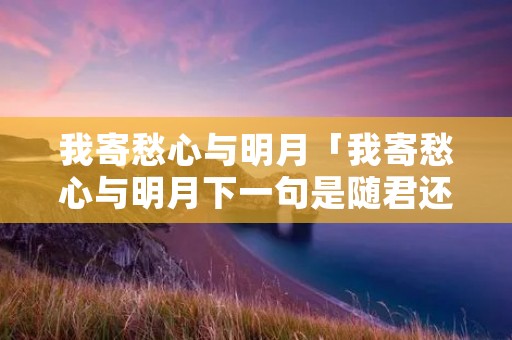 我寄愁心与明月「我寄愁心与明月下一句是随君还是随风」