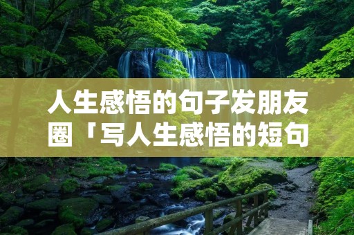 人生感悟的句子发朋友圈「写人生感悟的短句子」