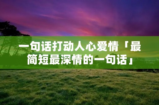 一句话打动人心爱情「最简短最深情的一句话」