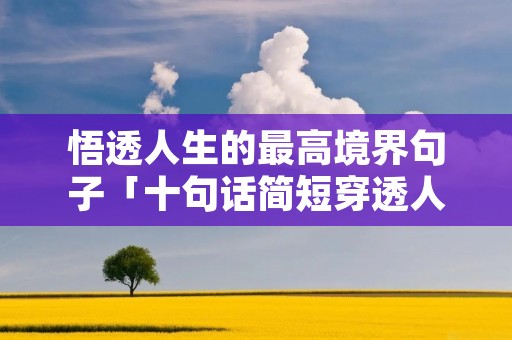 悟透人生的最高境界句子「十句话简短穿透人心」