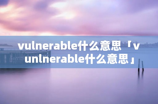 vulnerable什么意思「vunlnerable什么意思」