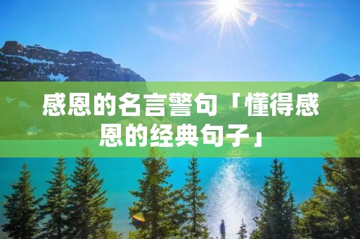 感恩的名言警句「懂得感恩的经典句子」