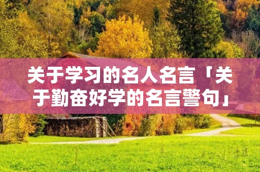 关于学习的名人名言「关于勤奋好学的名言警句」