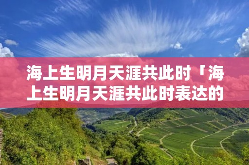 海上生明月天涯共此时「海上生明月天涯共此时表达的情感」