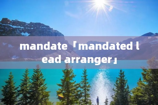 mandate「mandated lead arranger」 mandate「mandated lead arranger」