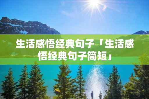 生活感悟经典句子「生活感悟经典句子简短」 生活感悟经典句子「生活感悟经典句子简短」