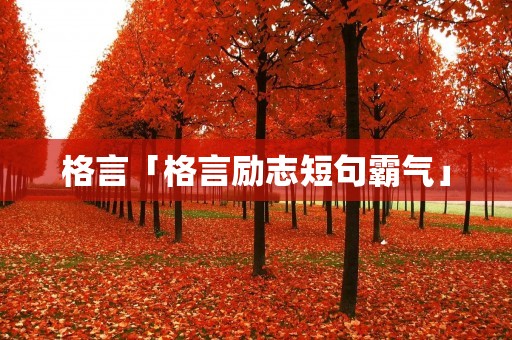 格言「格言励志短句霸气」 格言「格言励志短句霸气」