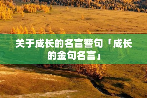 关于成长的名言警句「成长的金句名言」