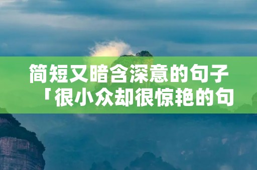 简短又暗含深意的句子「很小众却很惊艳的句子」