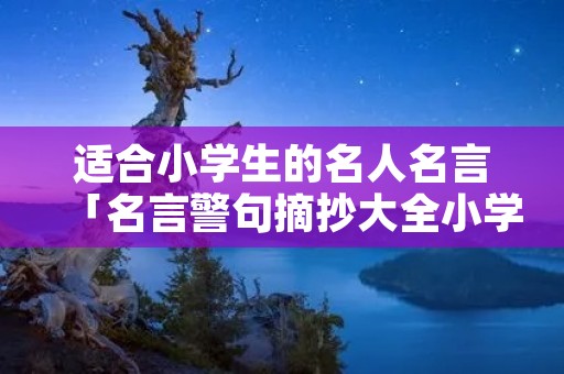 适合小学生的名人名言「名言警句摘抄大全小学」