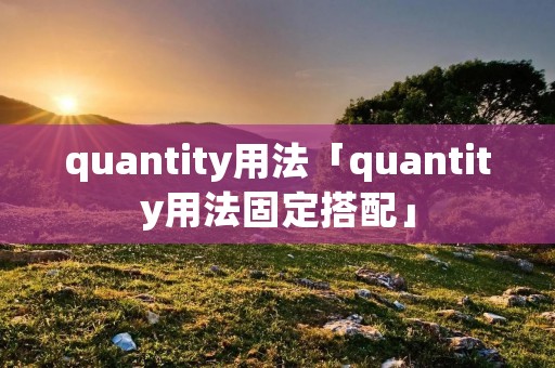 quantity用法「quantity用法固定搭配」 quantity用法「quantity用法固定搭配」