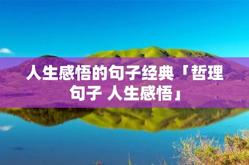 人生感悟的句子经典「哲理句子 人生感悟」