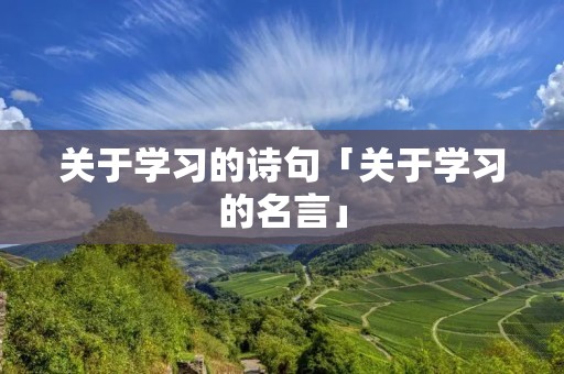 关于学习的诗句「关于学习的名言」