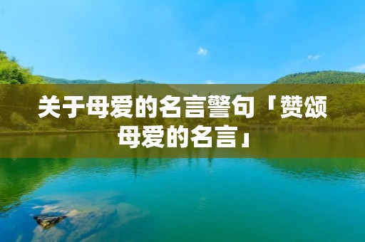 关于母爱的名言警句「赞颂母爱的名言」