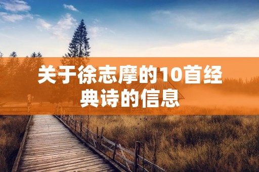 关于徐志摩的10首经典诗的信息