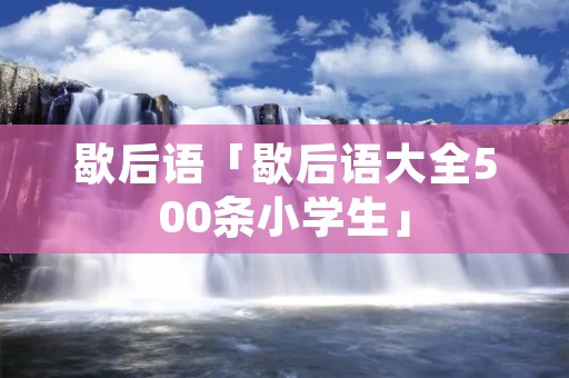 歇后语「歇后语大全500条小学生」