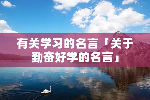 有关学习的名言「关于勤奋好学的名言」