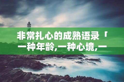 非常扎心的成熟语录「一种年龄,一种心境,一种领悟」