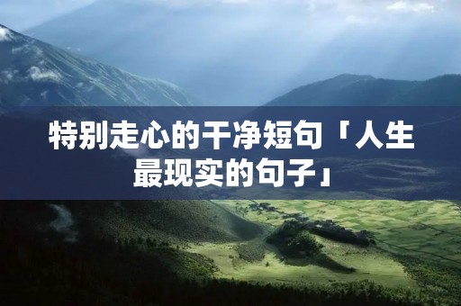 特别走心的干净短句「人生最现实的句子」 特别走心的干净短句「人生最现实的句子」