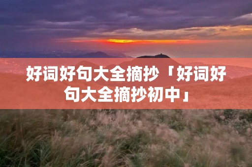 好词好句大全摘抄「好词好句大全摘抄初中」