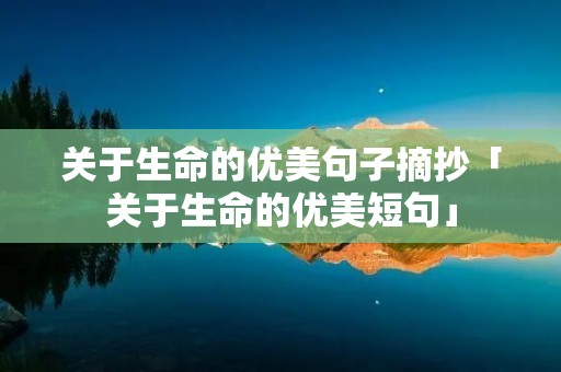 关于生命的优美句子摘抄「关于生命的优美短句」 关于生命的优美句子摘抄「关于生命的优美短句」
