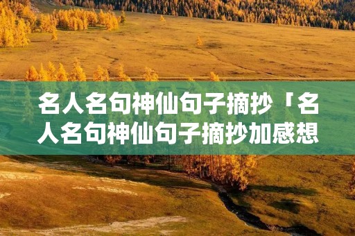 名人名句神仙句子摘抄「名人名句神仙句子摘抄加感想」