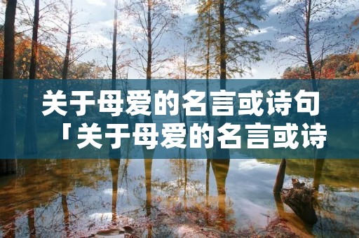关于母爱的名言或诗句「关于母爱的名言或诗句七年级上册」