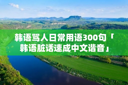 韩语骂人日常用语300句「韩语脏话速成中文谐音」