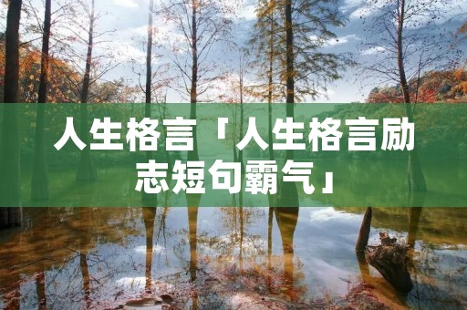 人生格言「人生格言励志短句霸气」