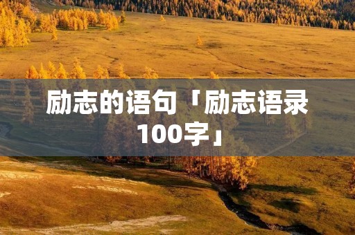 励志的语句「励志语录100字」