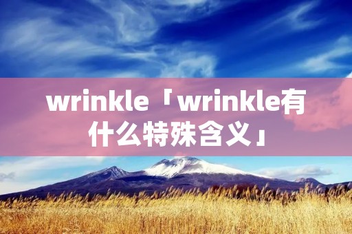 wrinkle「wrinkle有什么特殊含义」