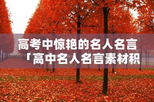 高考中惊艳的名人名言「高中名人名言素材积累」