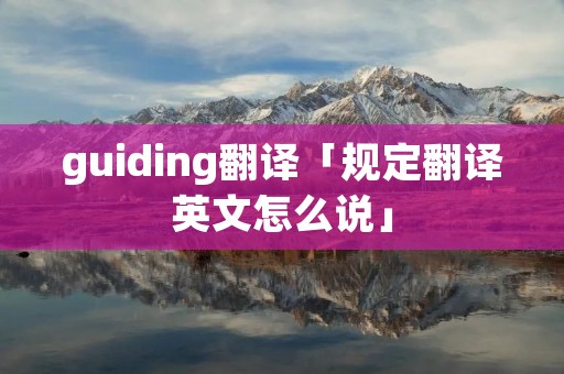 guiding翻译「规定翻译英文怎么说」