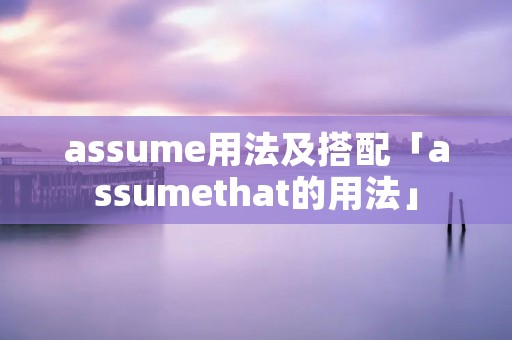 assume用法及搭配「assumethat的用法」