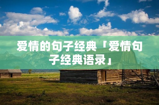 爱情的句子经典「爱情句子经典语录」