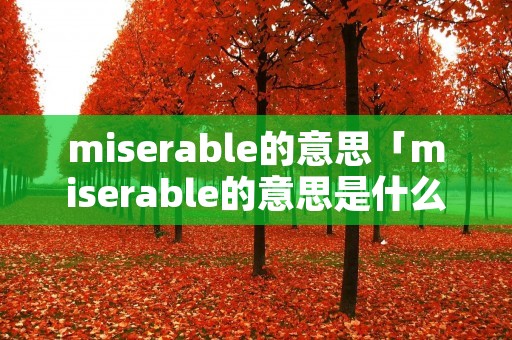 miserable的意思「miserable的意思是什么意思」 miserable的意思「miserable的意思是什么意思」