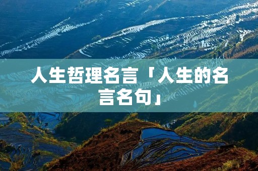 人生哲理名言「人生的名言名句」