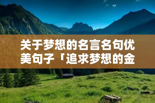 关于梦想的名言名句优美句子「追求梦想的金句」