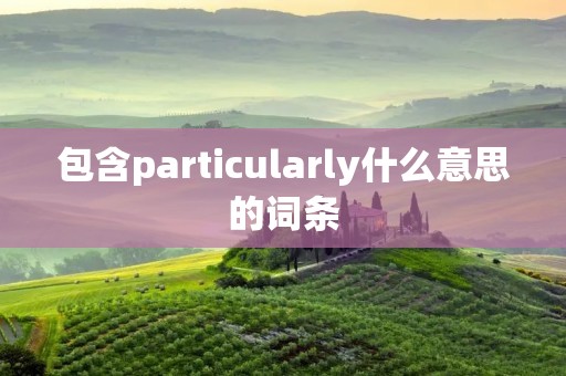 包含particularly什么意思的词条 包含particularly什么意思的词条