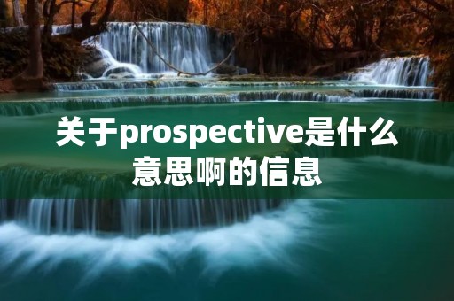关于prospective是什么意思啊的信息 关于prospective是什么意思啊的信息