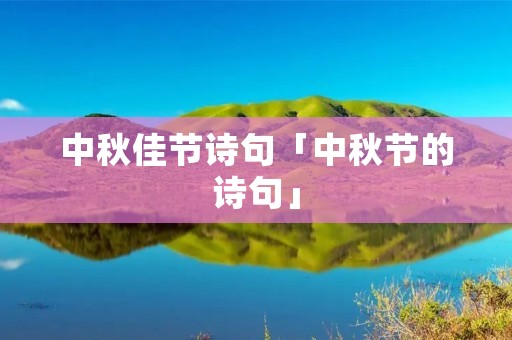 中秋佳节诗句「中秋节的诗句」